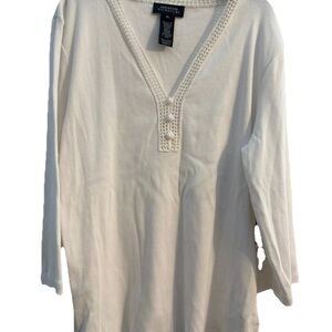 Jones New York White V-Neck Tunic